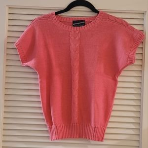 Crescendo- (NWT) Vintage Pink 100% Cotton Knit Sweater Short-Sleeve Top